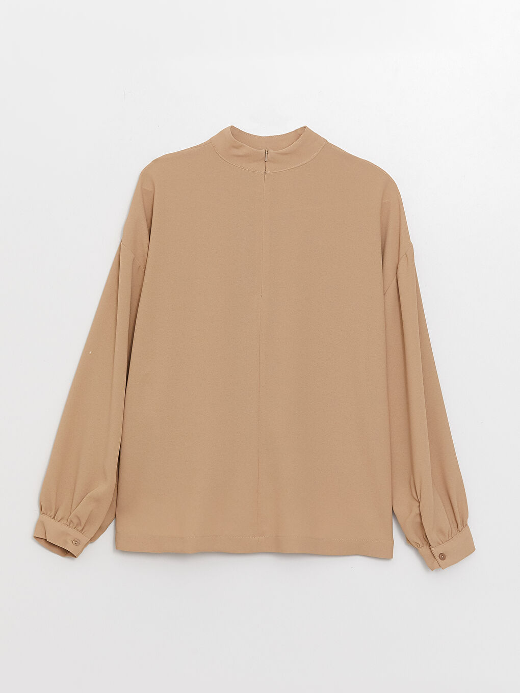 LCW Modest Women's Stand Collar Straight Long Sleeve Blouse -S3GE89Z8-V7N