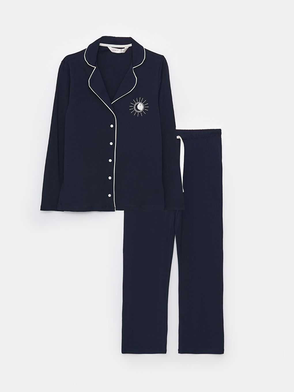 طقم بيجامة كم طويل بياقة قميص مطبوع للسيدات-5