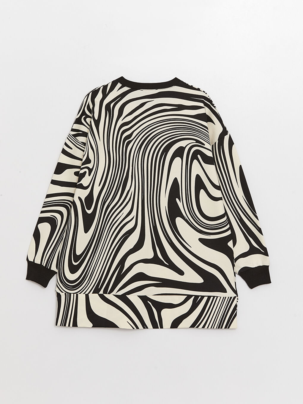 Women's Crew Neck Patterned Long Sleeve Sweatshirt Tunik-6