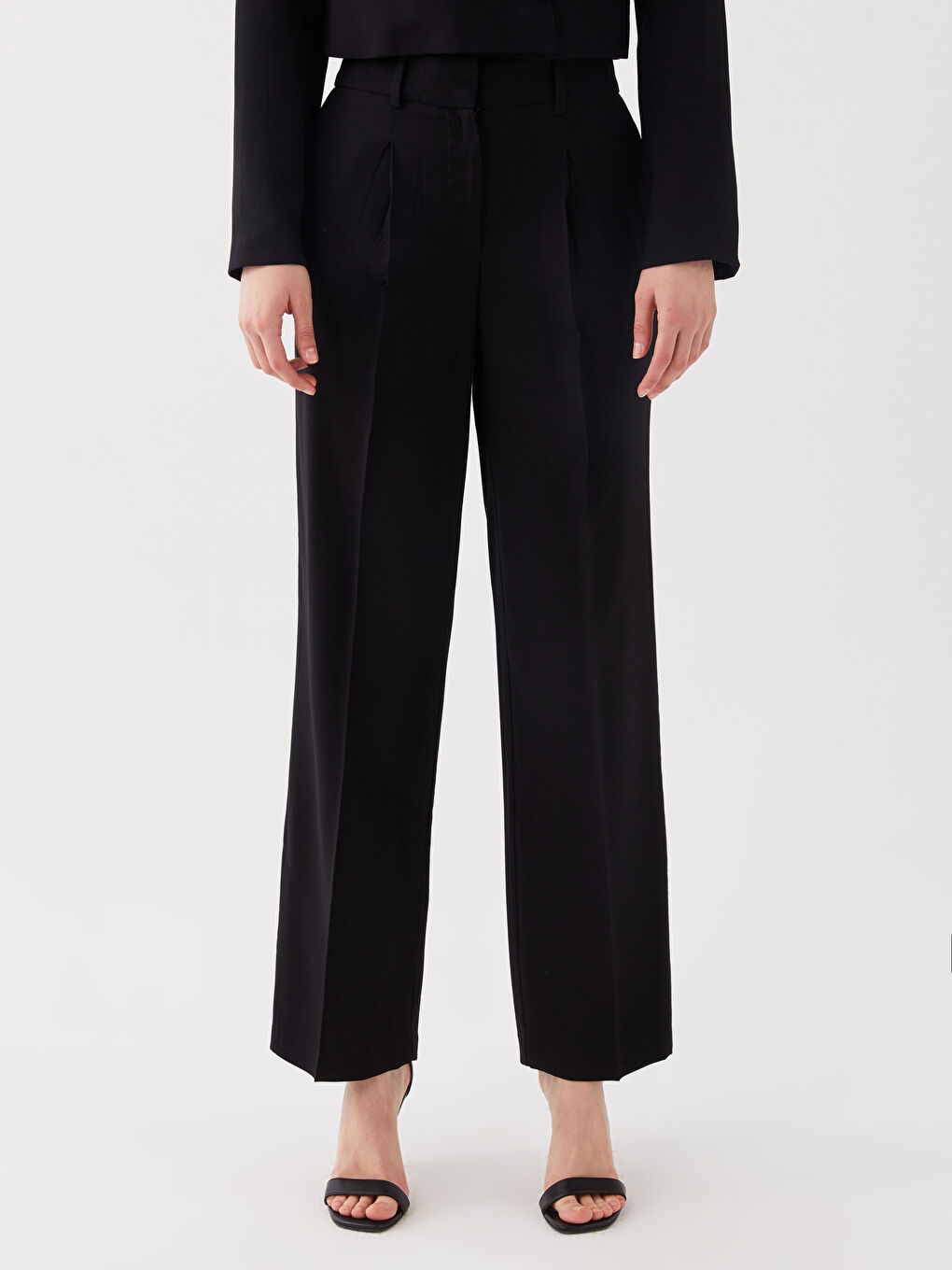 Comfortable Fit Plain Wide Leg Women's Trousers-2