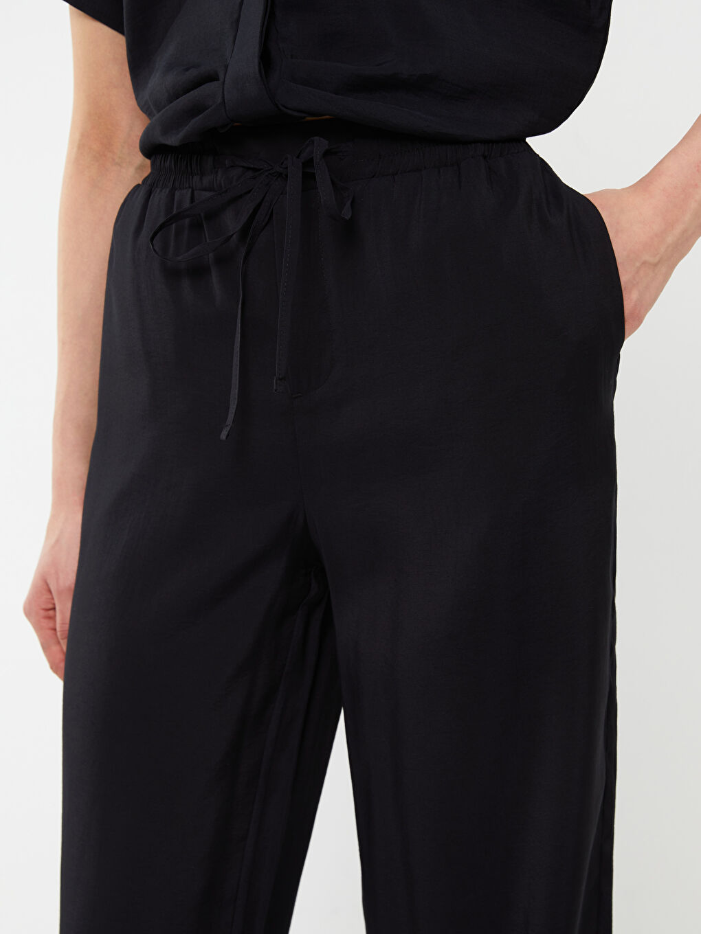 Elasticated Waist Relaxed Fit Women's Trousers-1