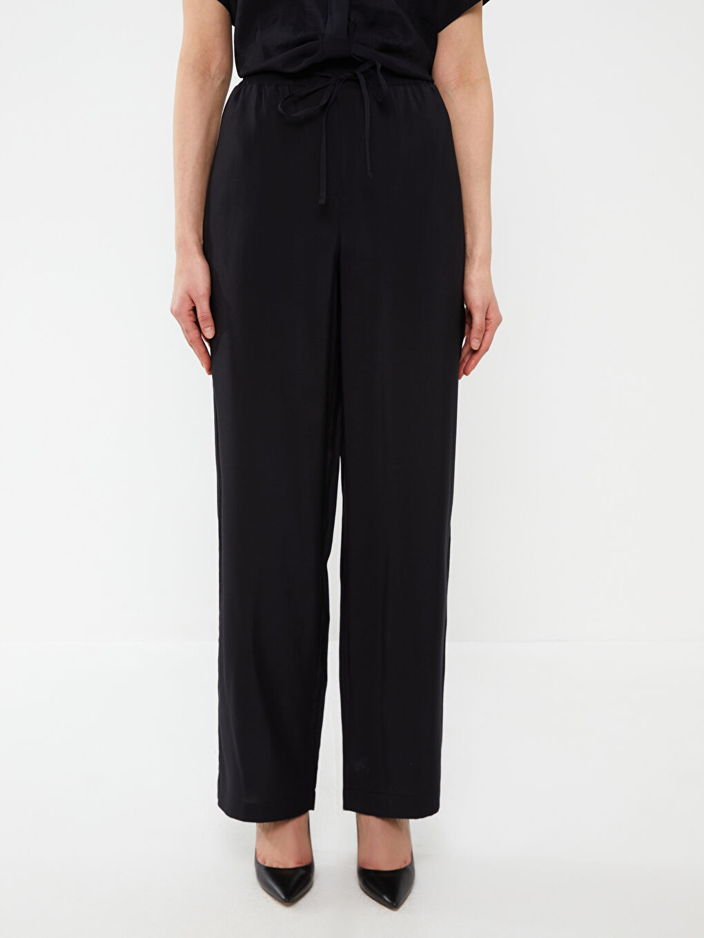 Elasticated Waist Relaxed Fit Women's Trousers-2