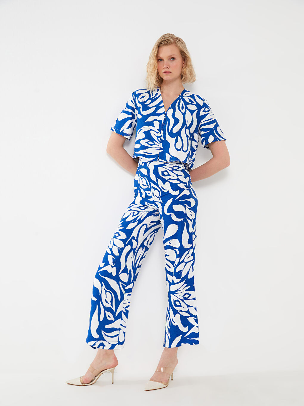 Comfortable Pattern Patterned Wide Leg Women's Trousers-1