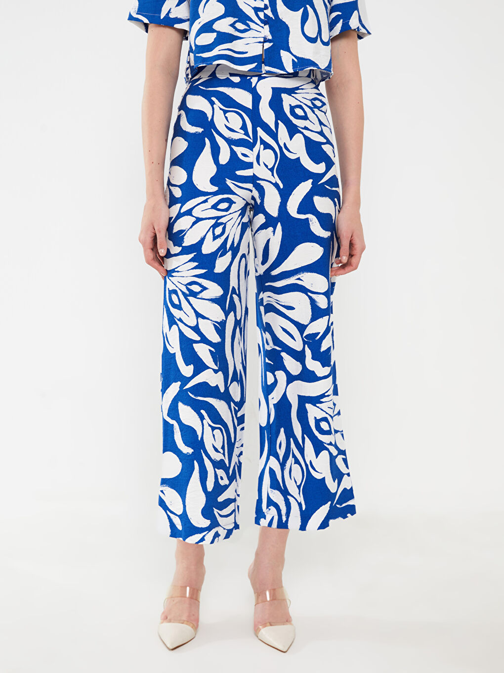 Comfortable Pattern Patterned Wide Leg Women's Trousers-3