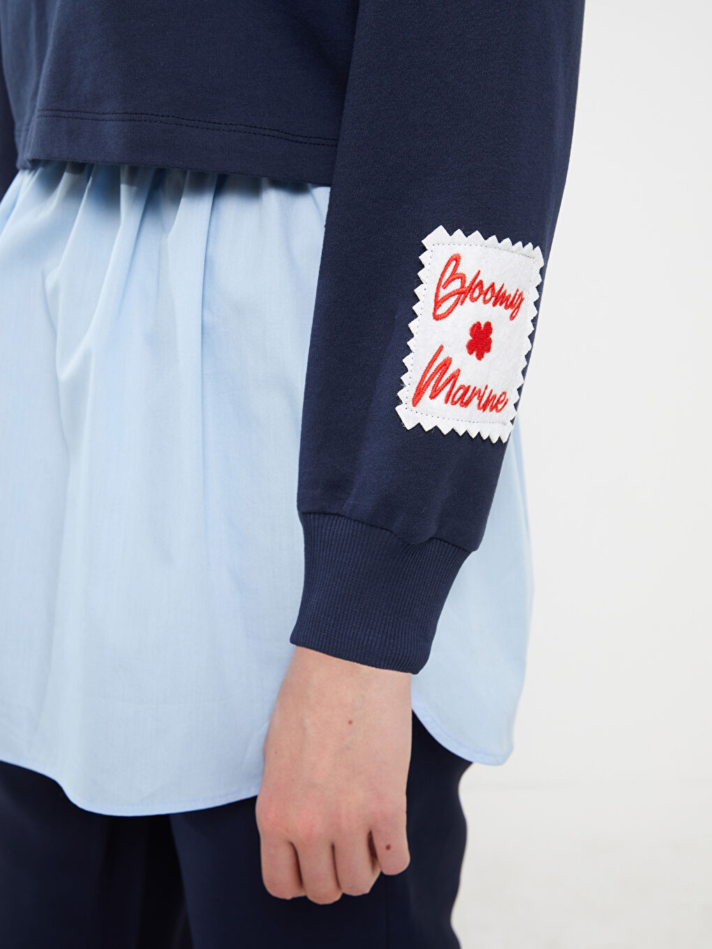 Crew Neck Embroidered Long Sleeve Women's Sweatshirt-3