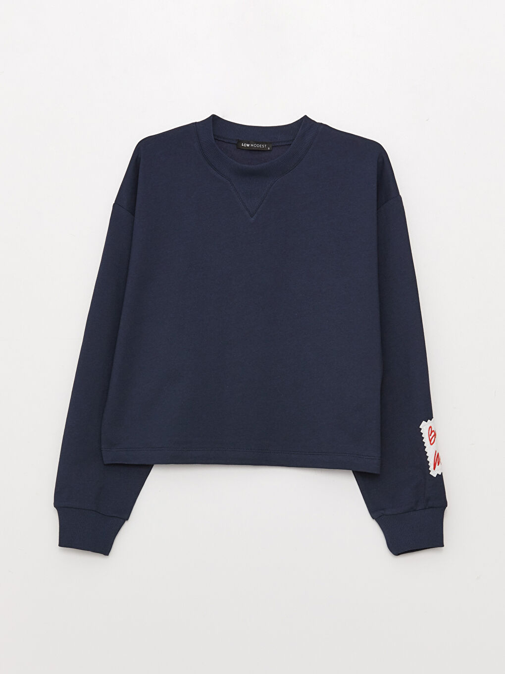 Crew Neck Embroidered Long Sleeve Women's Sweatshirt-5