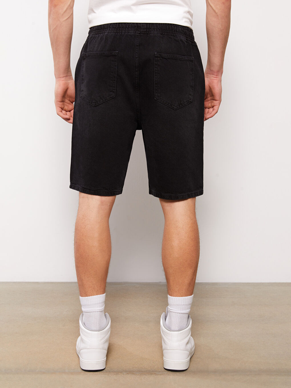 Antrasit Standart Kalıp Erkek Jean Şort-3