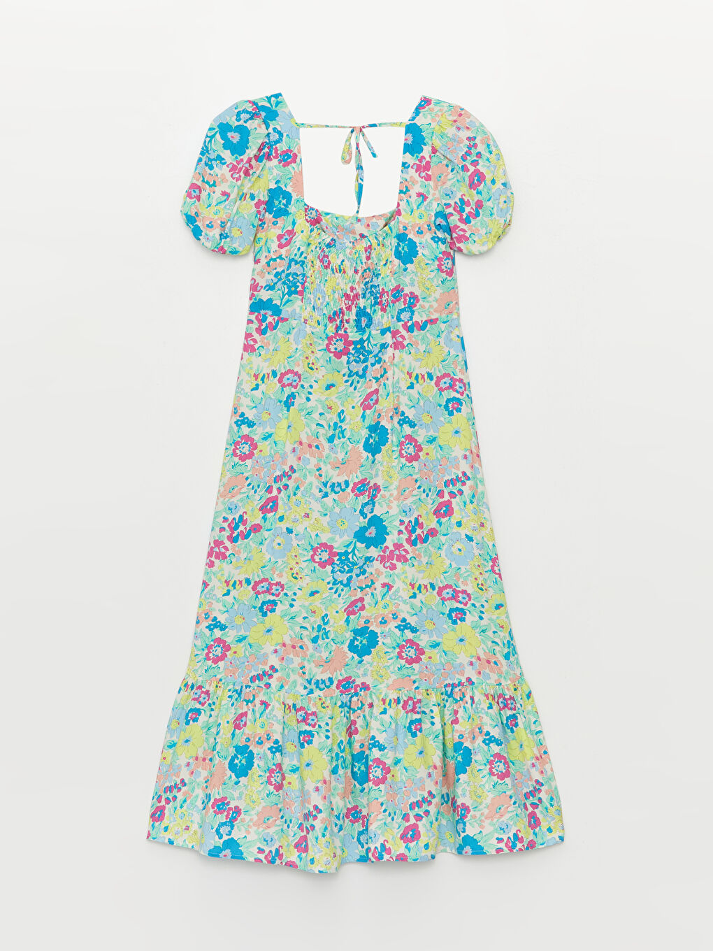 Square Collar Floral Short Sleeve Poplin Women's Dress -S3GF97Z8-RFC