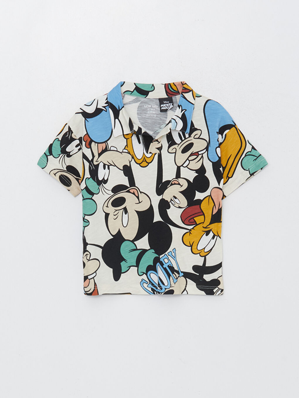 Polo Collar Short Sleeve Mickey Mouse Printed Baby Boy T-Shirt