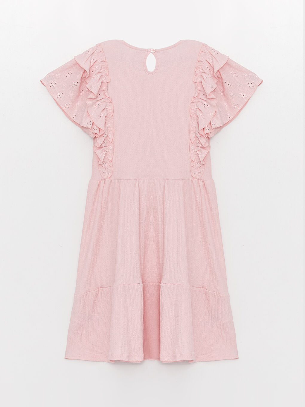 Pembe Bisiklet Yaka Fisto Detaylı Kız Çocuk Elbise-1