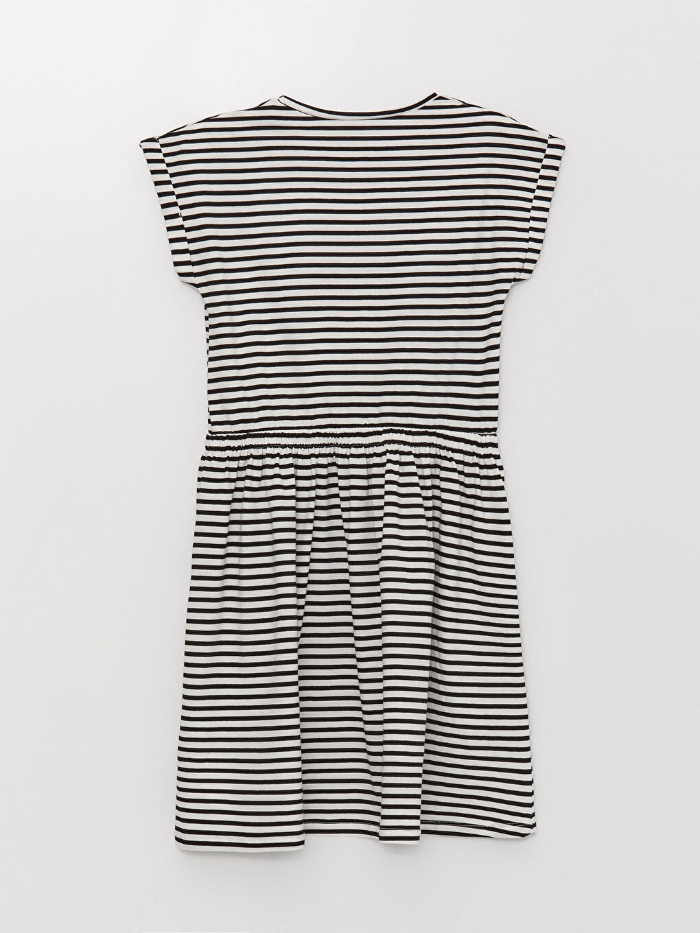 Crew Neck Striped Short Sleeve Girls' Dress-1