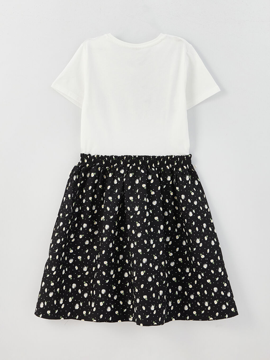 فستان للبنات كم قصير مطبوع بياقة دائرية-1