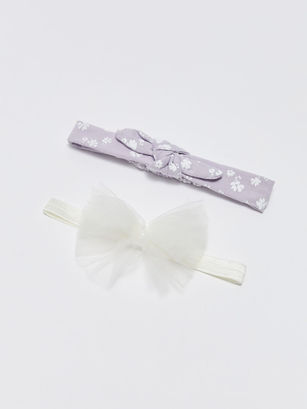 Mor Fiyonk Detaylı Kız Bebek Saç Bandı 2'li-1