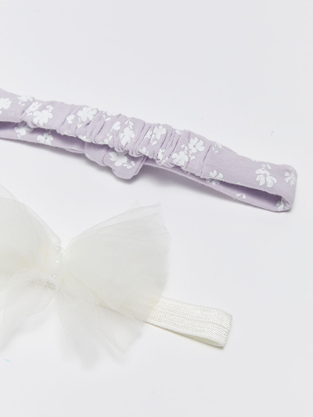 Mor Fiyonk Detaylı Kız Bebek Saç Bandı 2'li-2