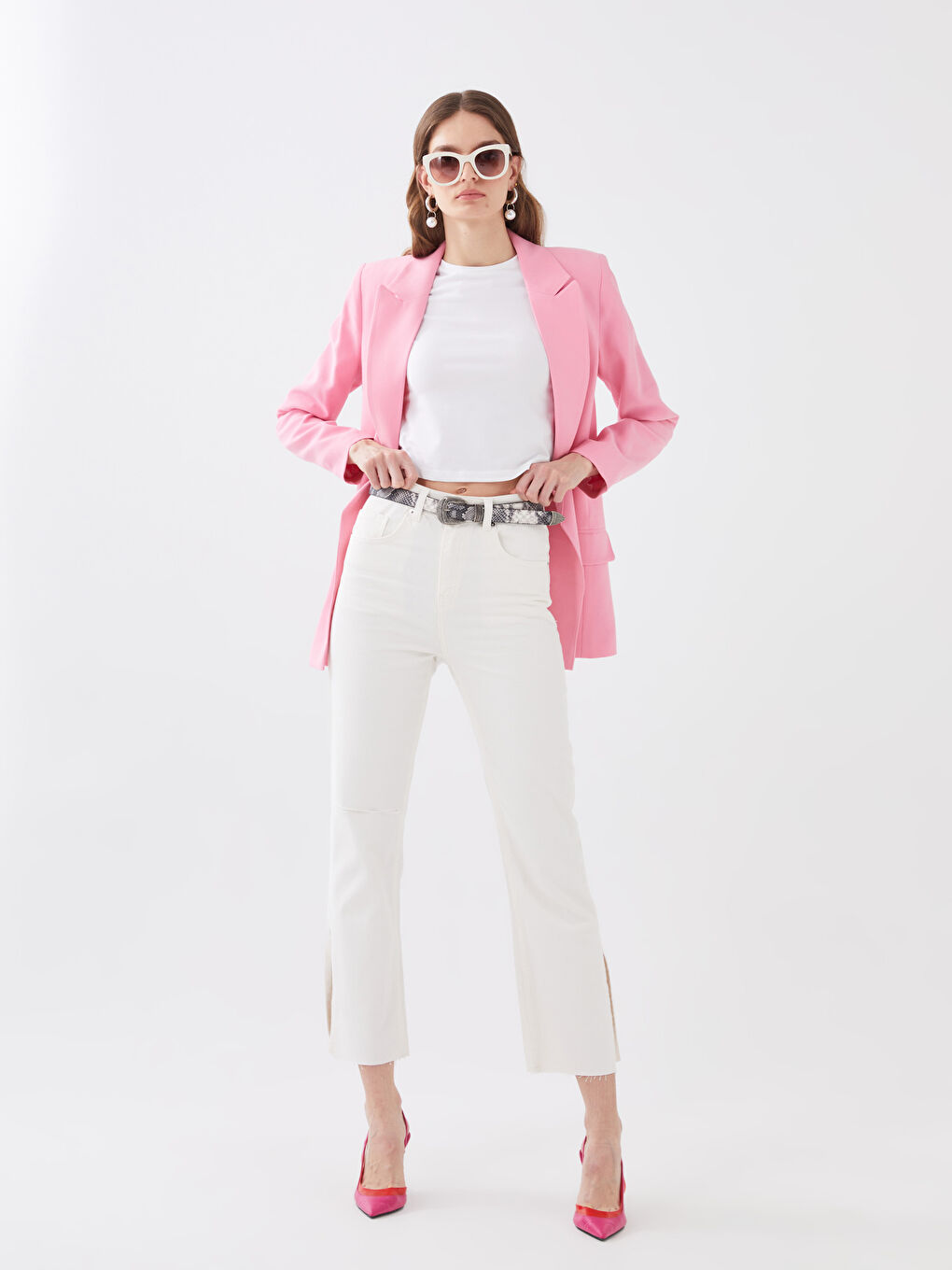 Jean Taille Haute Coupe Droite pour Femmes-1