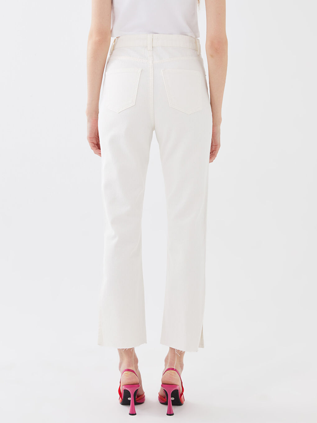 Jean Taille Haute Coupe Droite pour Femmes-4