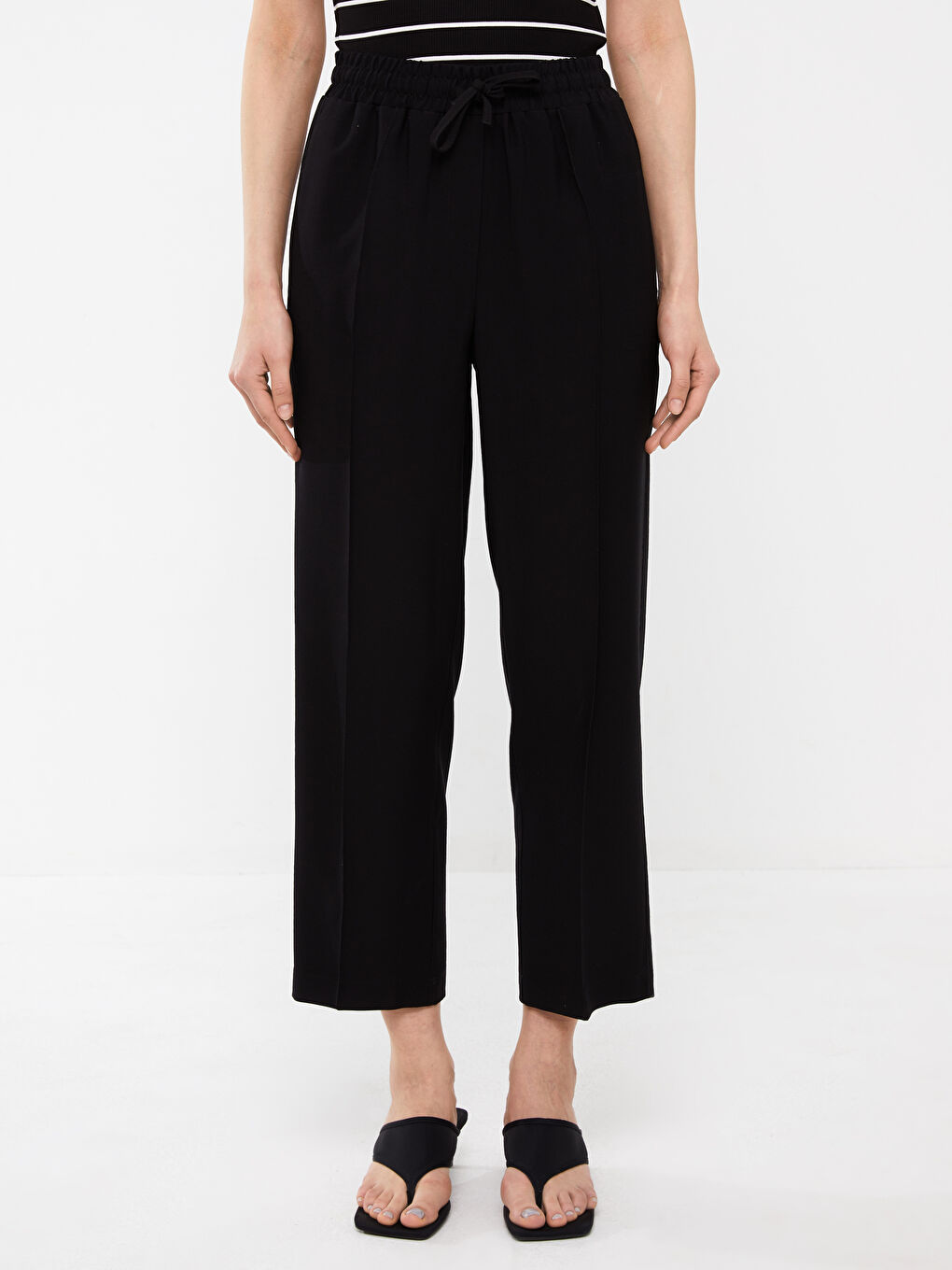 Elasticated Waist Relaxed Fit Women's Trousers-2