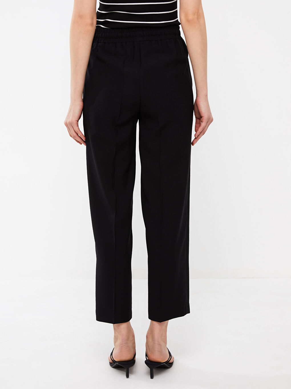 Elasticated Waist Relaxed Fit Women's Trousers-3