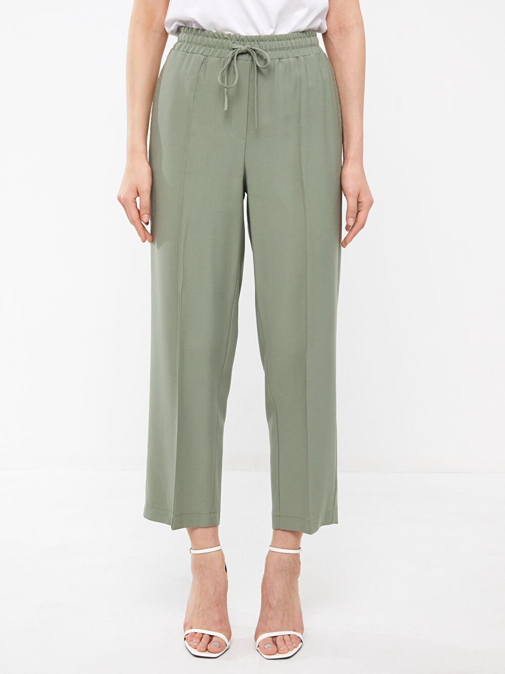 Elasticated Waist Relaxed Fit Women's Trousers-2