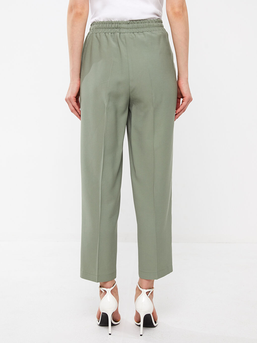 Elasticated Waist Relaxed Fit Women's Trousers-3