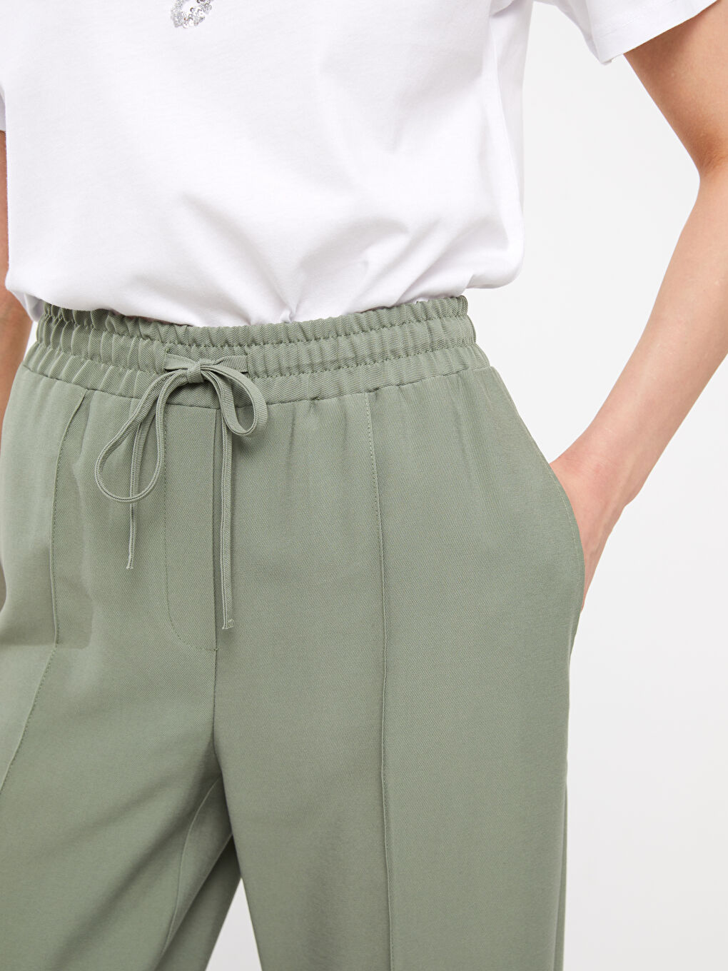 Elasticated Waist Relaxed Fit Women's Trousers-4