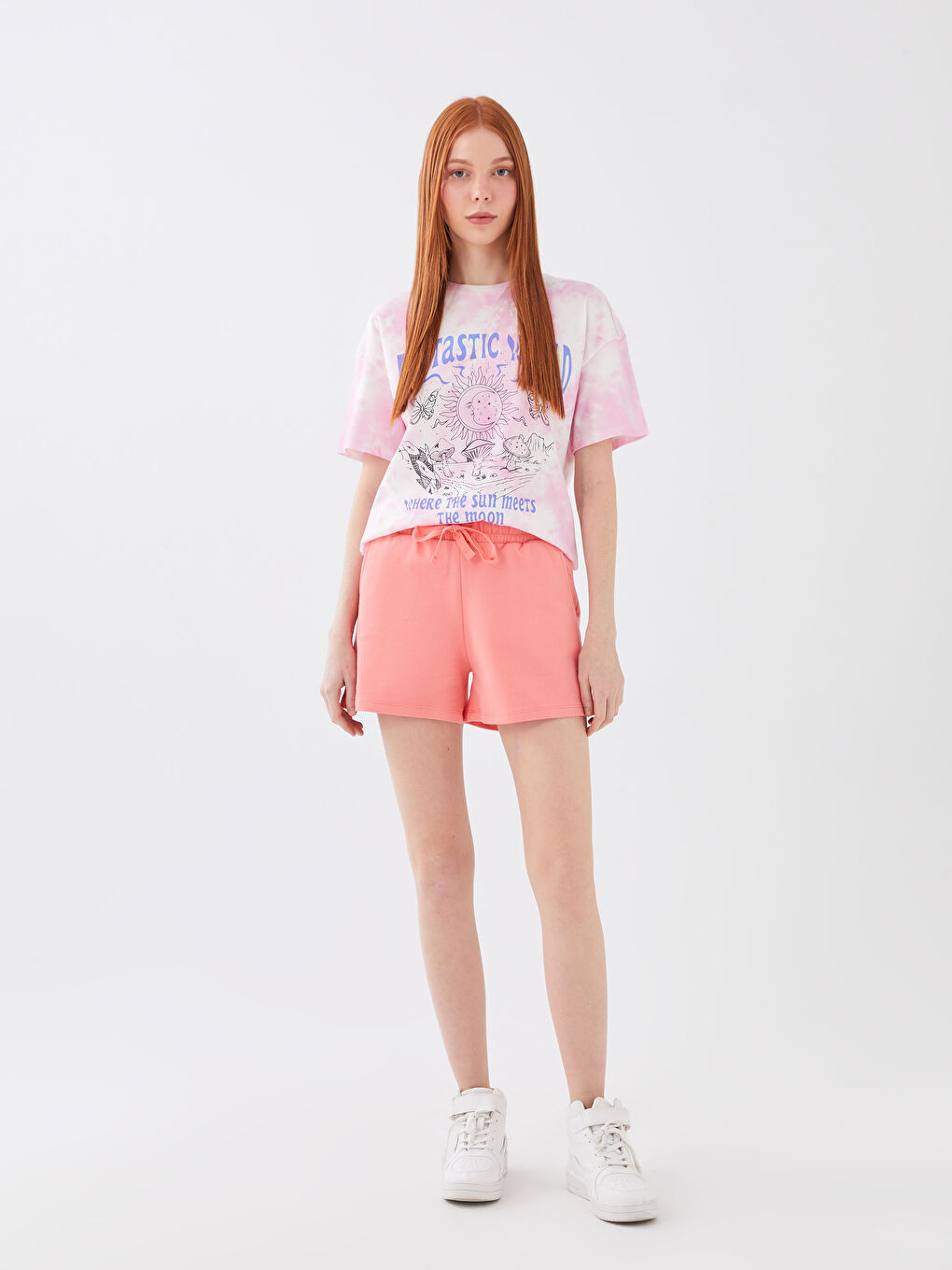 Mercan Kadın Beli Lastikli Düz Şort-1