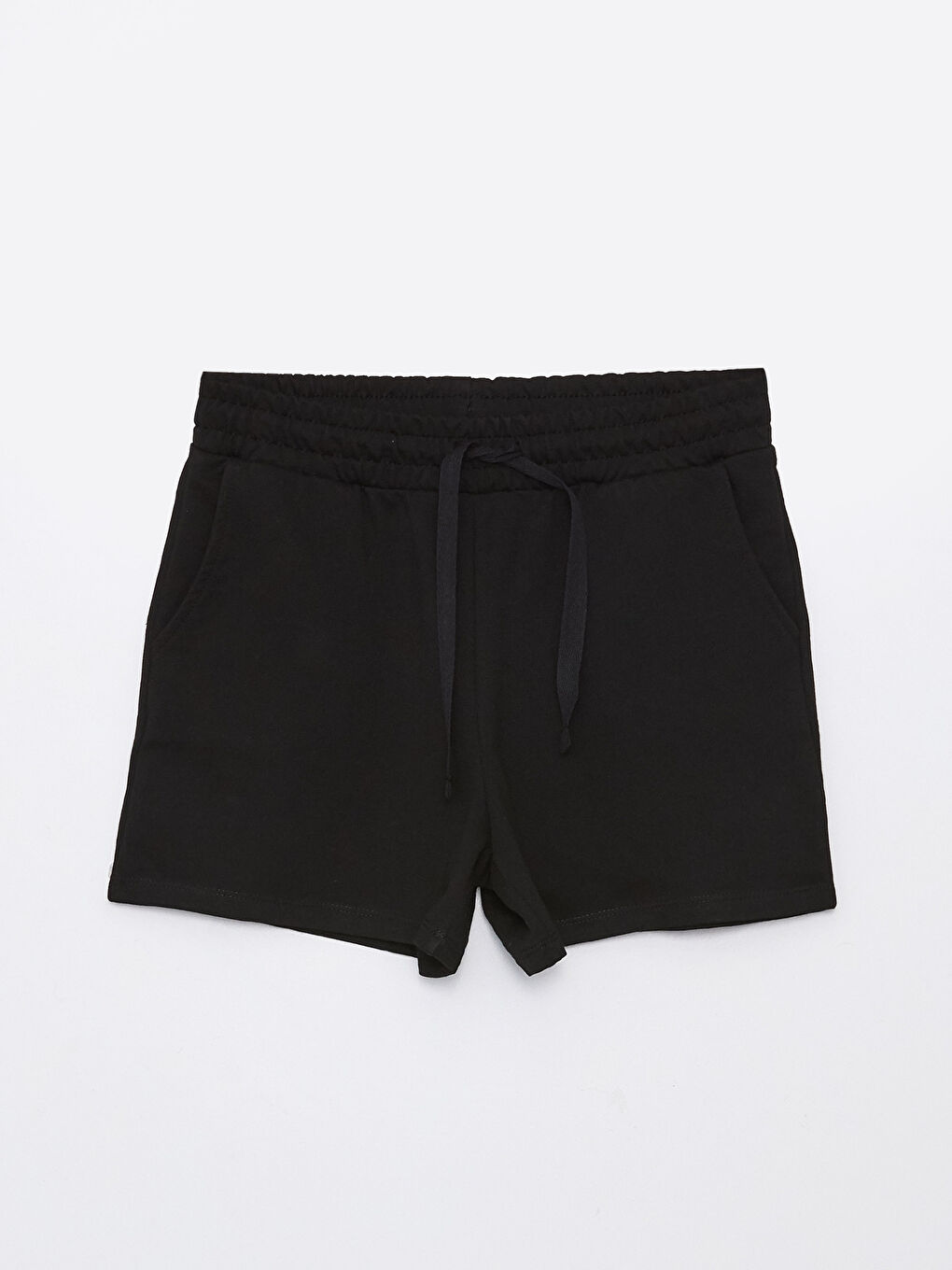 Siyah Kadın Beli Lastikli Düz Şort-5