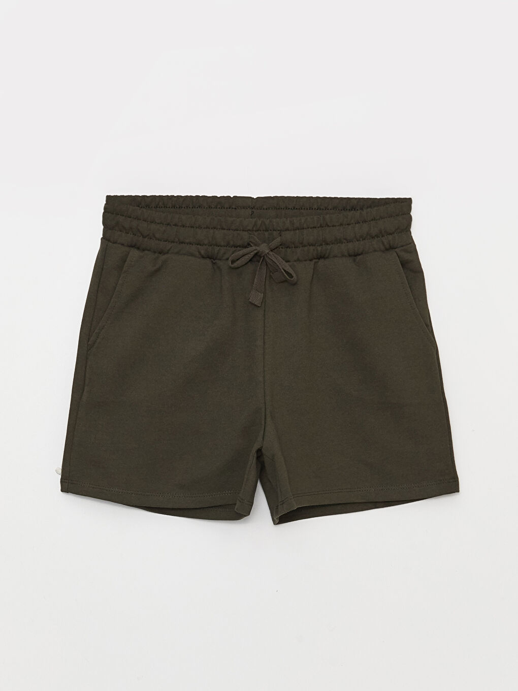 Haki Kadın Beli Lastikli Düz Şort-5