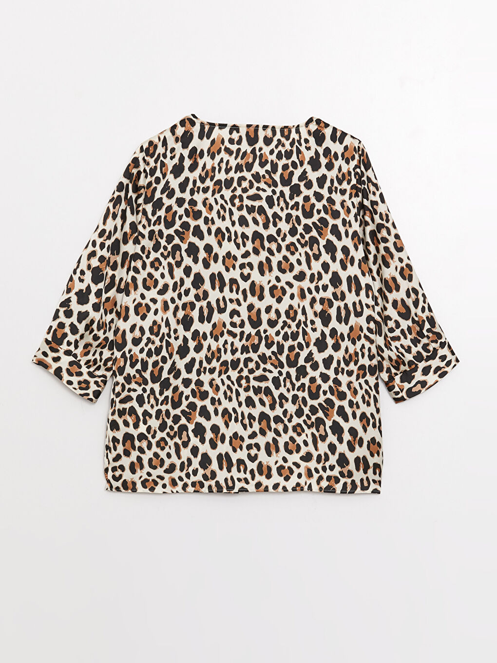 Bluză Satinată cu Model și Guler Henley pentru Femei-6