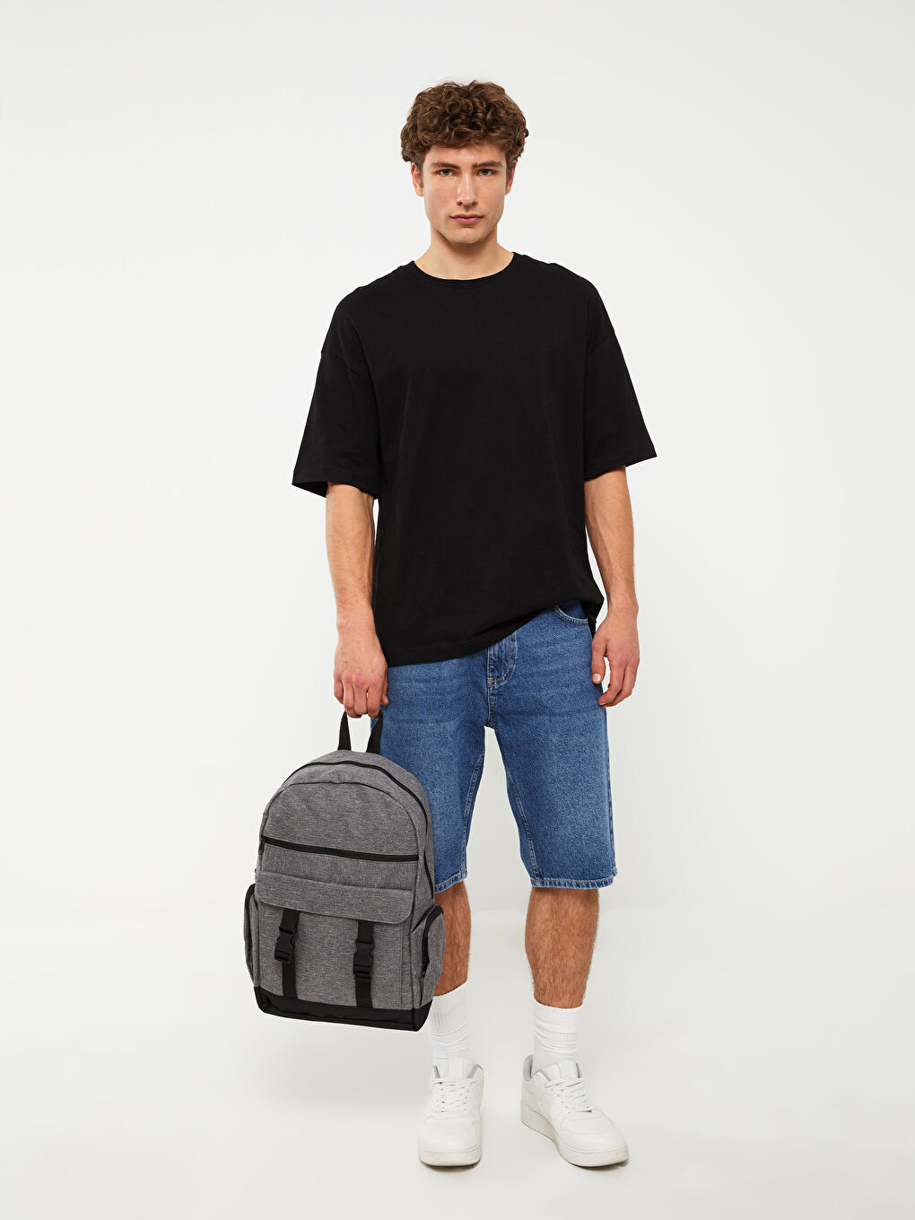 Gri Çok Bölmeli Erkek Sırt Çantası-2