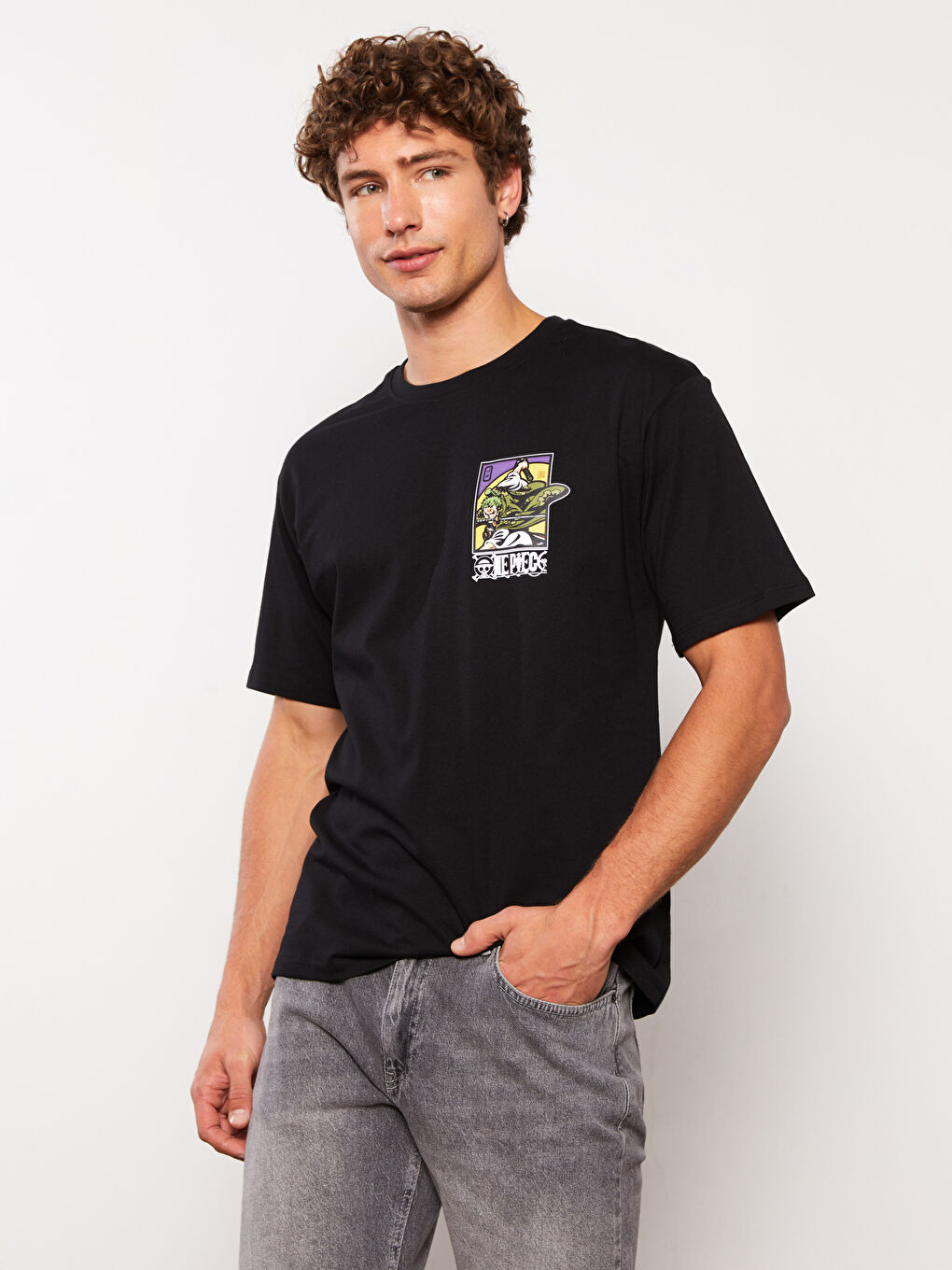 Футболка Мужская с Круглым Вырезом и Коротким Рукавом из Джерси с Принтом One Piece-3