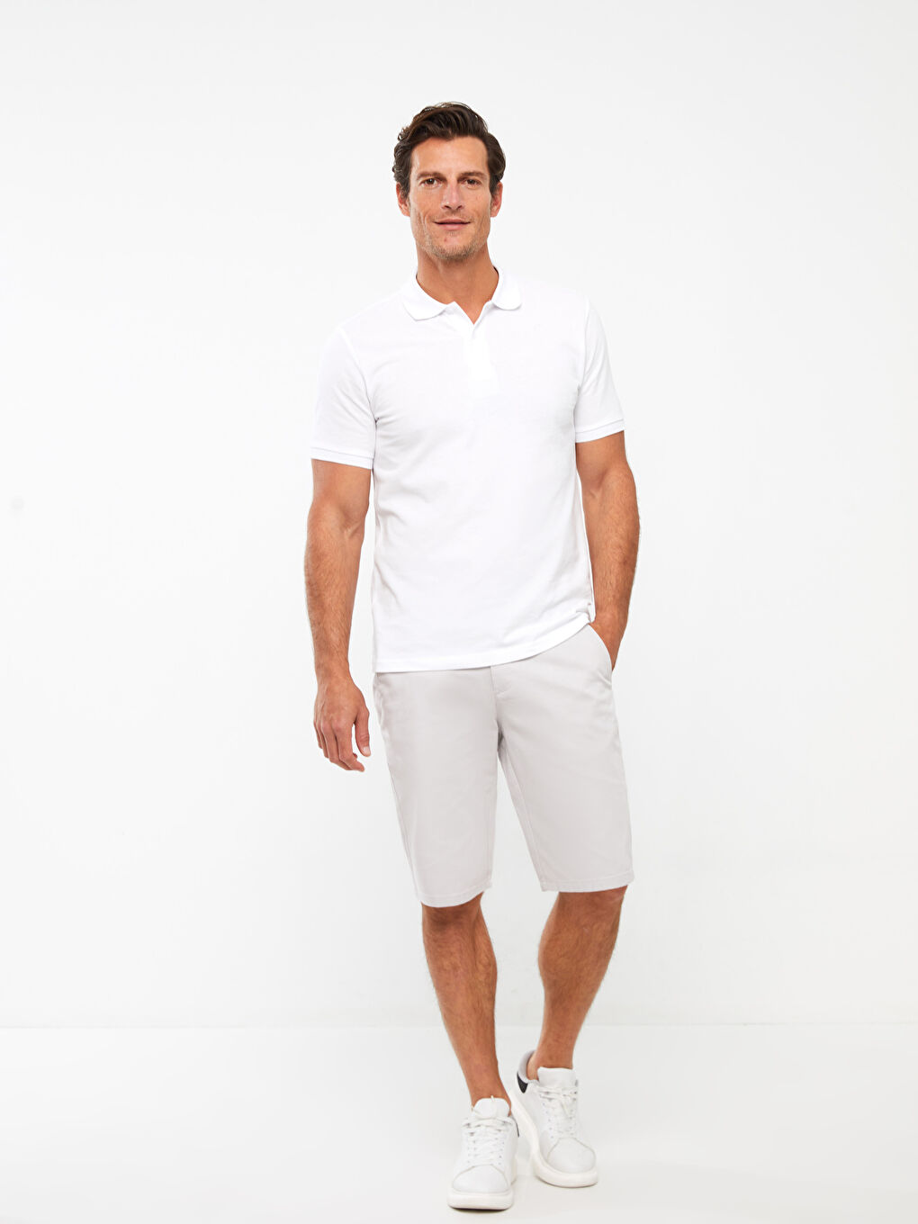 Gri Rahat Kalıp Armürlü Erkek Şort