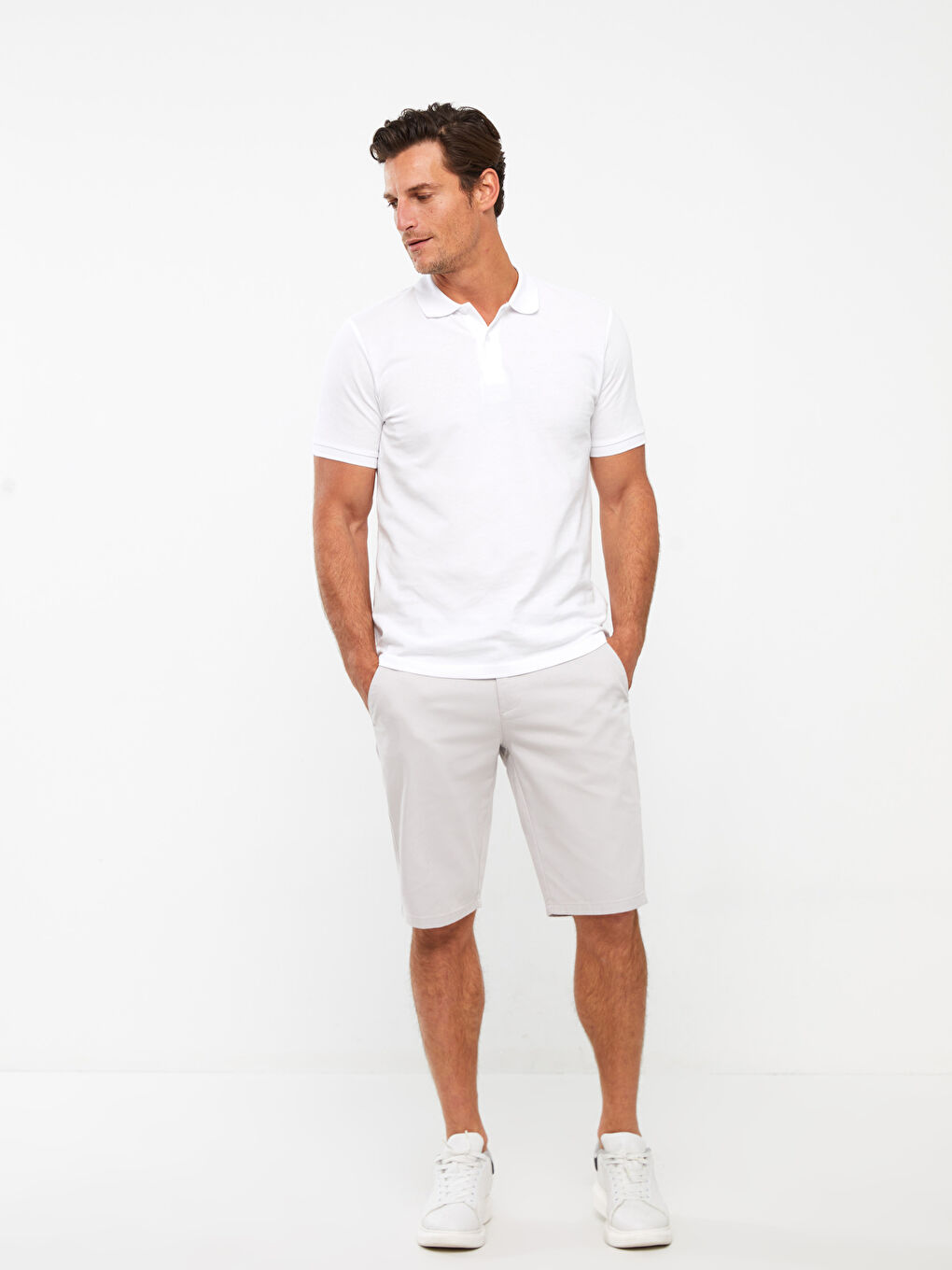 Gri Rahat Kalıp Armürlü Erkek Şort-1