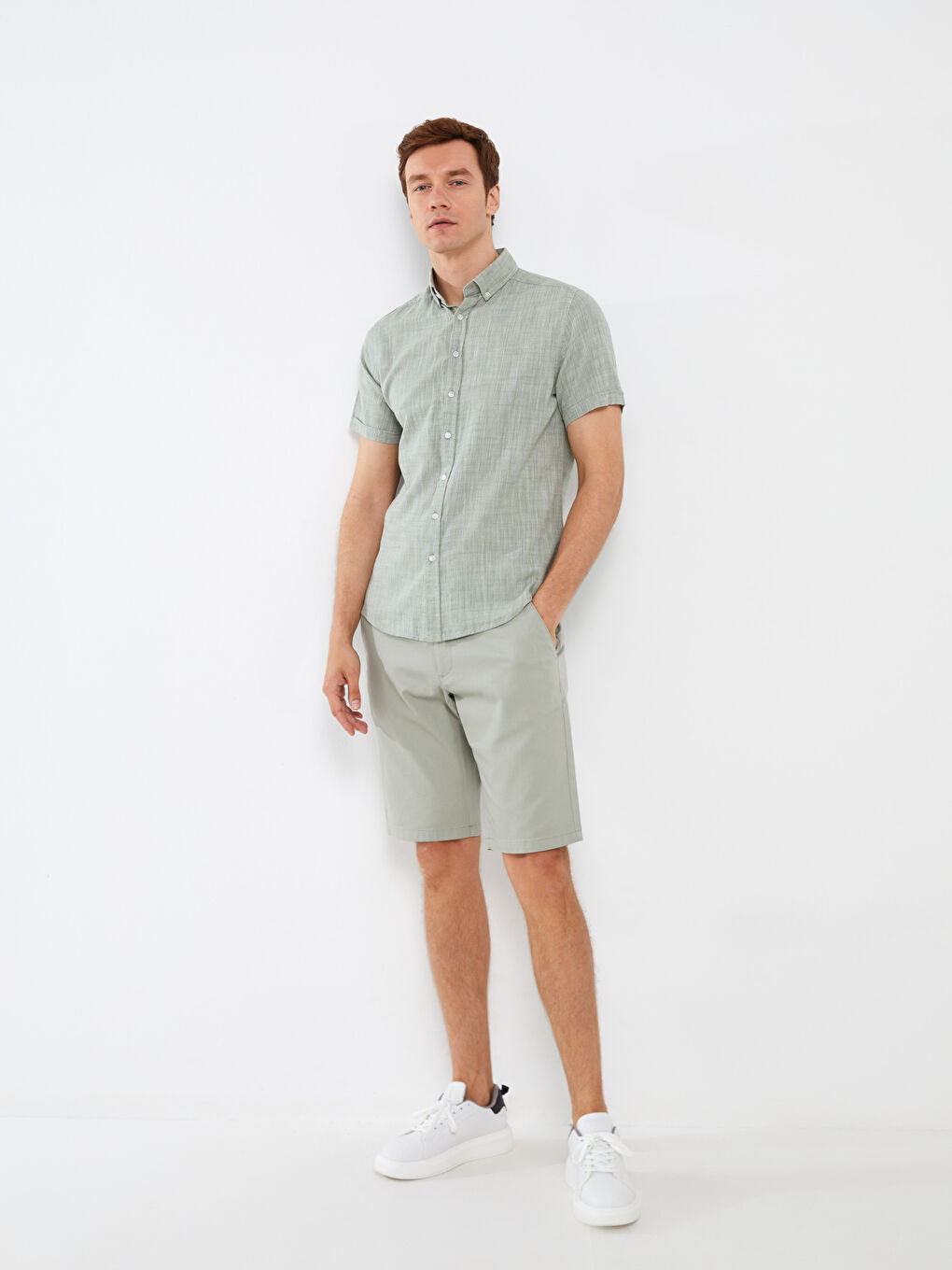 Comfortable Fit Dobby Men's Shorts -S3GH18Z8-V3N