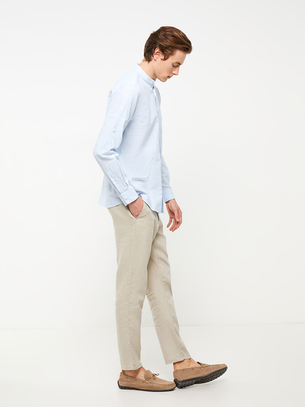 Мужчины Бежевый Брюки-1