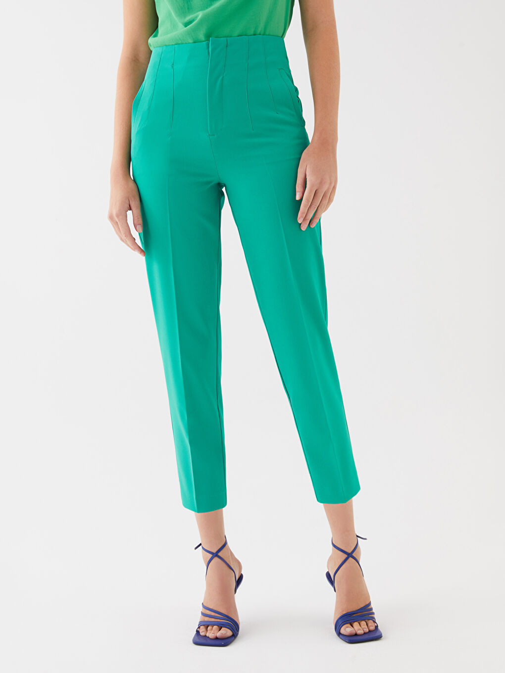 Женские Брюки Морковного Кроя Однотонные-2