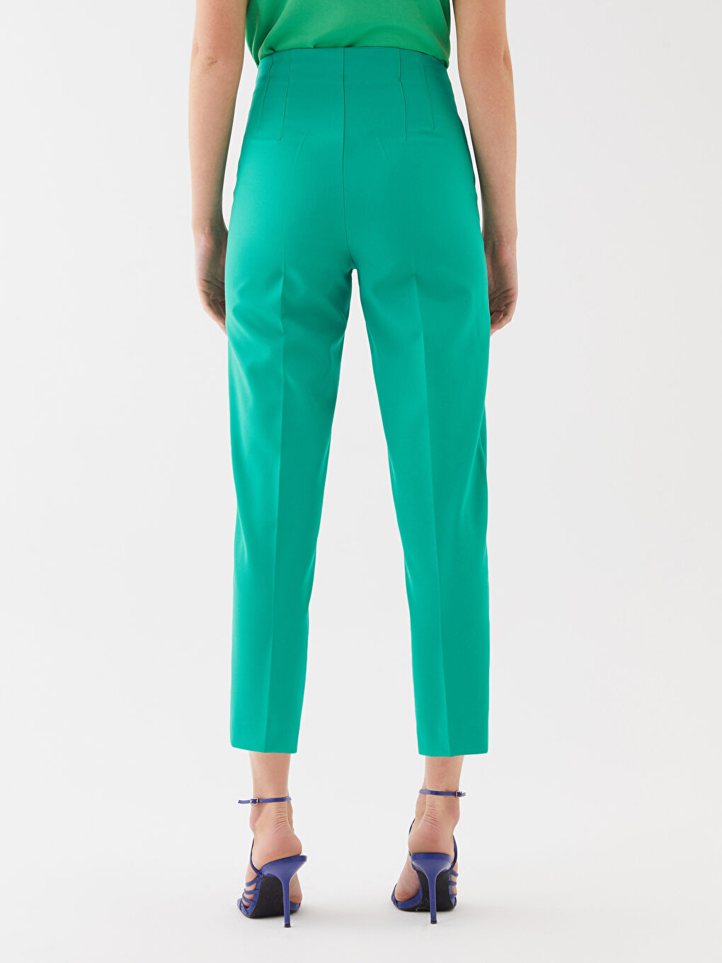 Женские Брюки Морковного Кроя Однотонные-3