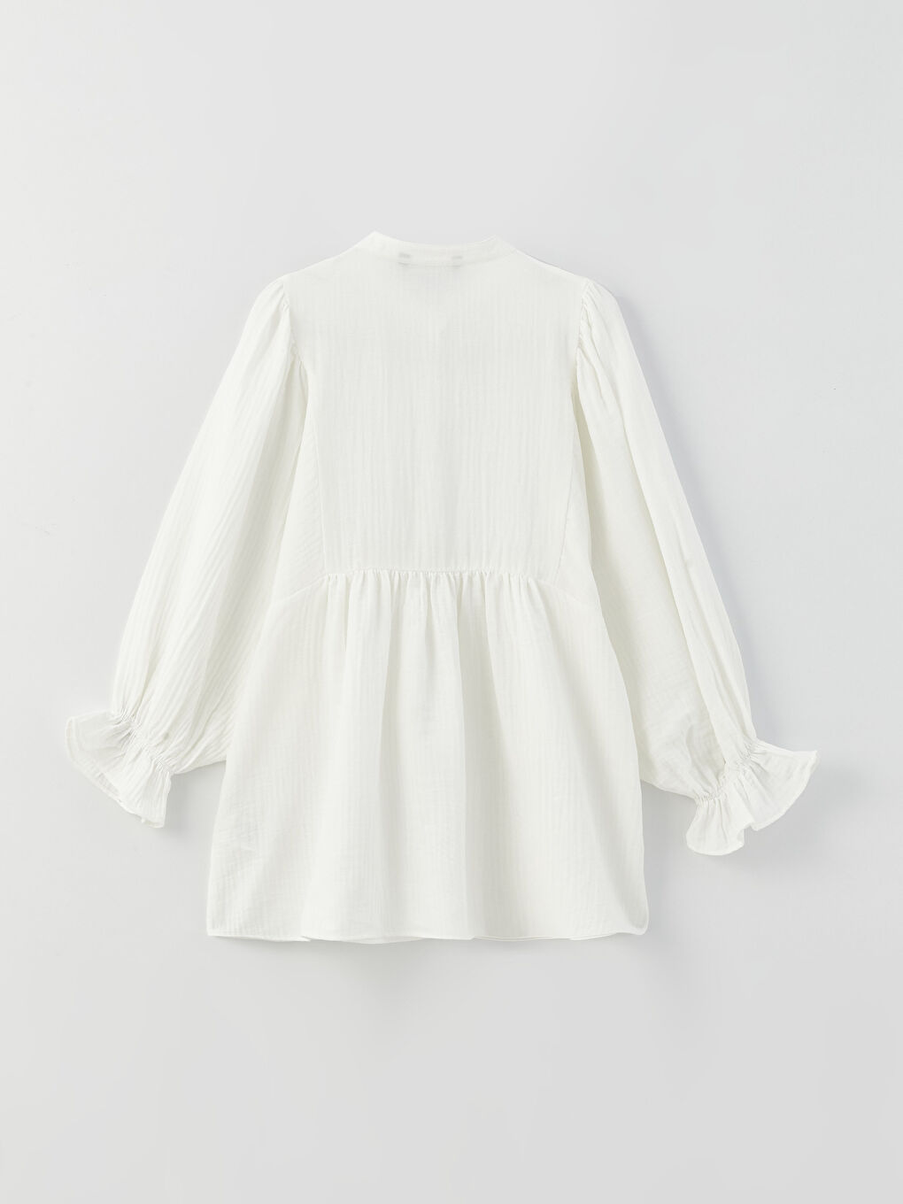 Ekru Hakim Yaka Düz Uzun Kollu Oversize Kadın Tunik-6