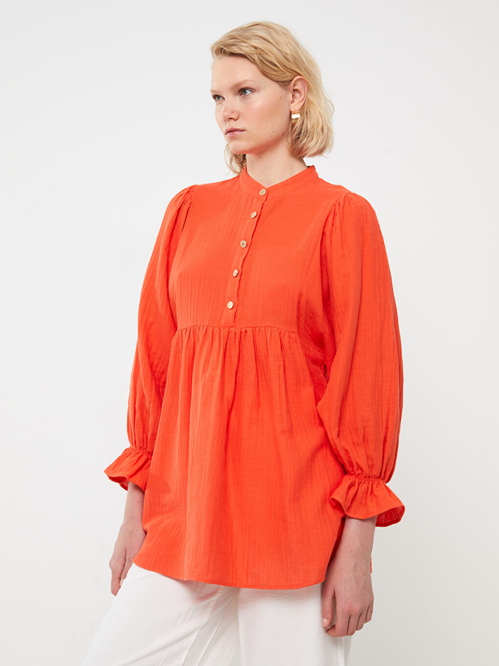 LCW Modest Hakim Yaka Düz Uzun Kollu Oversize Kadın Tunik