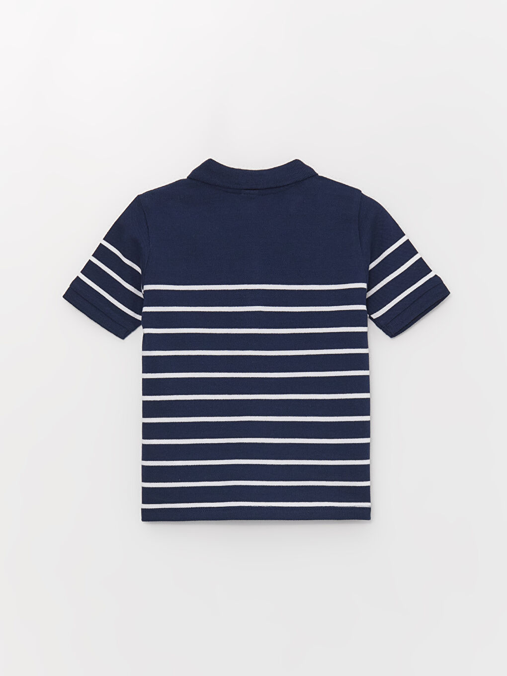 Lacivert Polo Yaka Kısa Kollu Çizgili Erkek Bebek Tişört-1