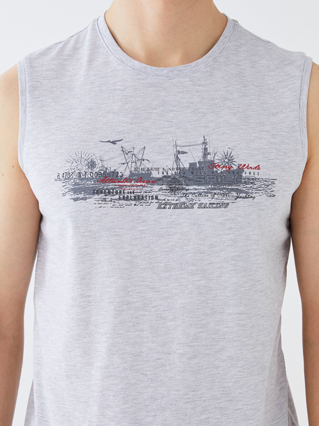 تيشيرت بدون أكمام مطبوع برقبة دائرية جيرسي للرجال-3