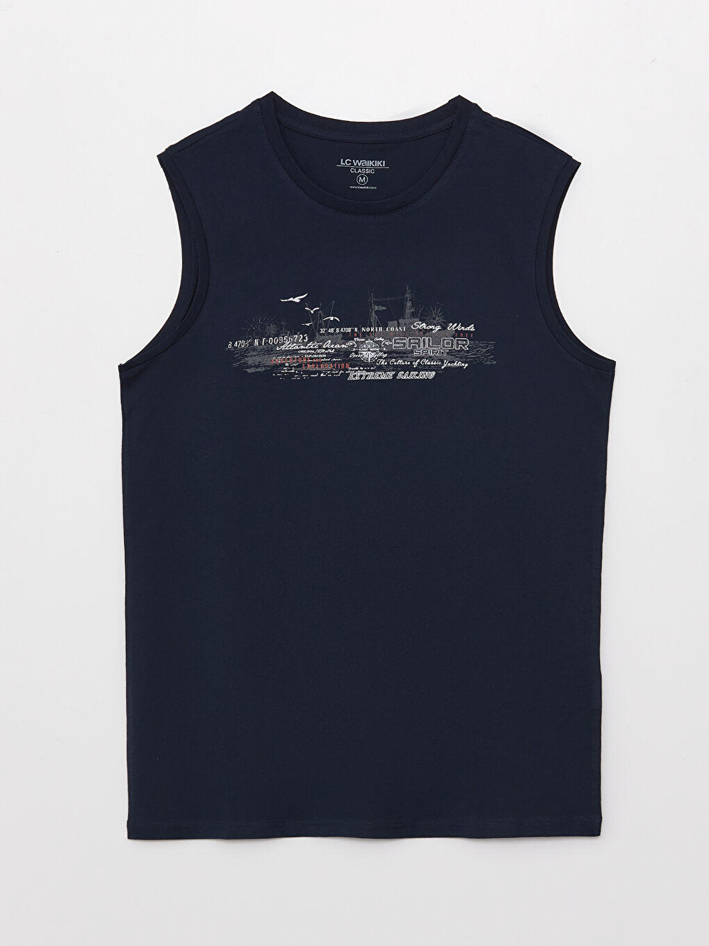 Maiou pentru Bărbați cu Guler Rotund și Imprimeu din Jerseu, Fără Mâneci-6