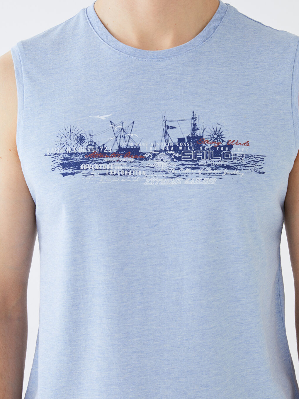 تيشيرت بدون أكمام مطبوع برقبة دائرية جيرسي للرجال-3