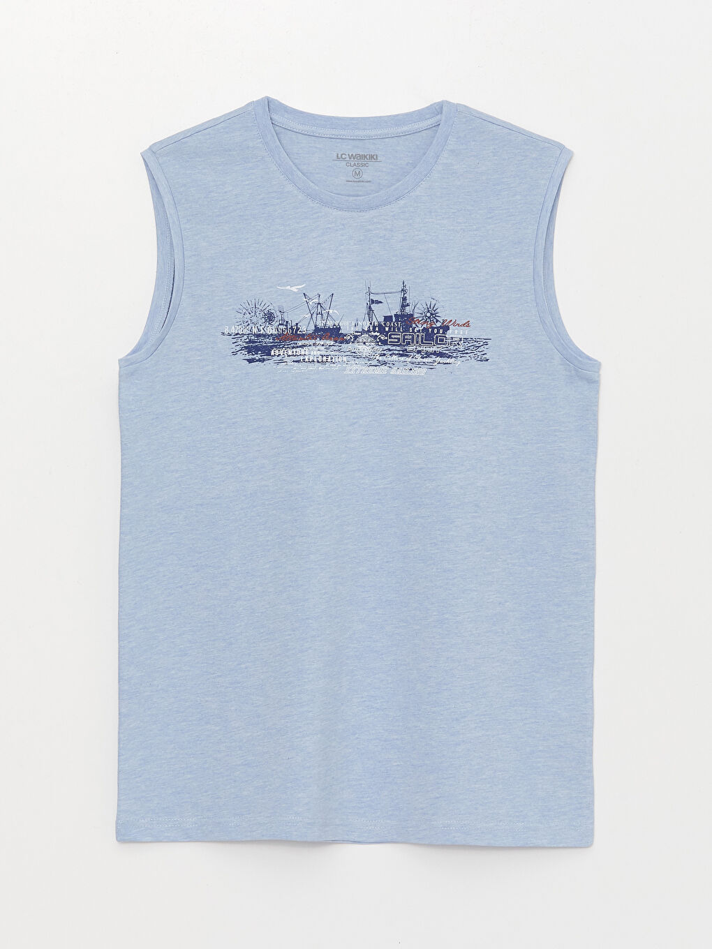 تيشيرت بدون أكمام مطبوع برقبة دائرية جيرسي للرجال-5