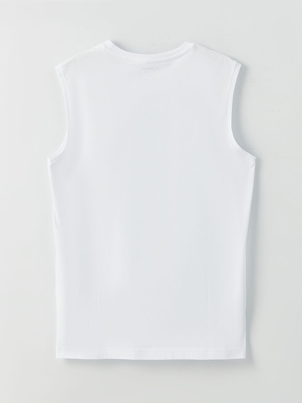 Beyaz Bisiklet Yaka Baskılı Penye Erkek Kolsuz Tişört-6