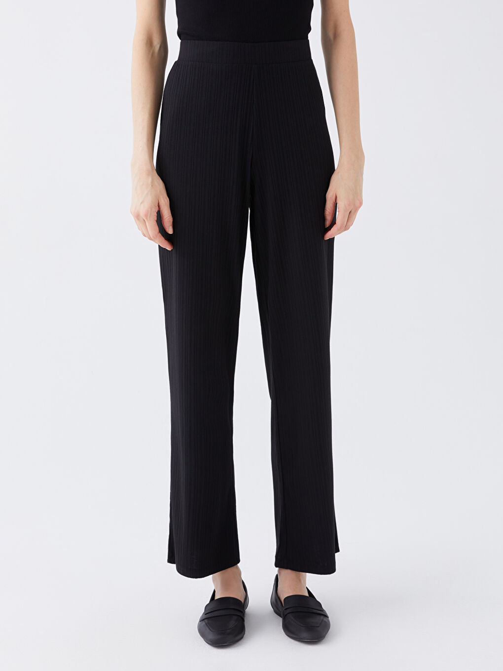 Elastic Waist Wide Leg Women's Trousers