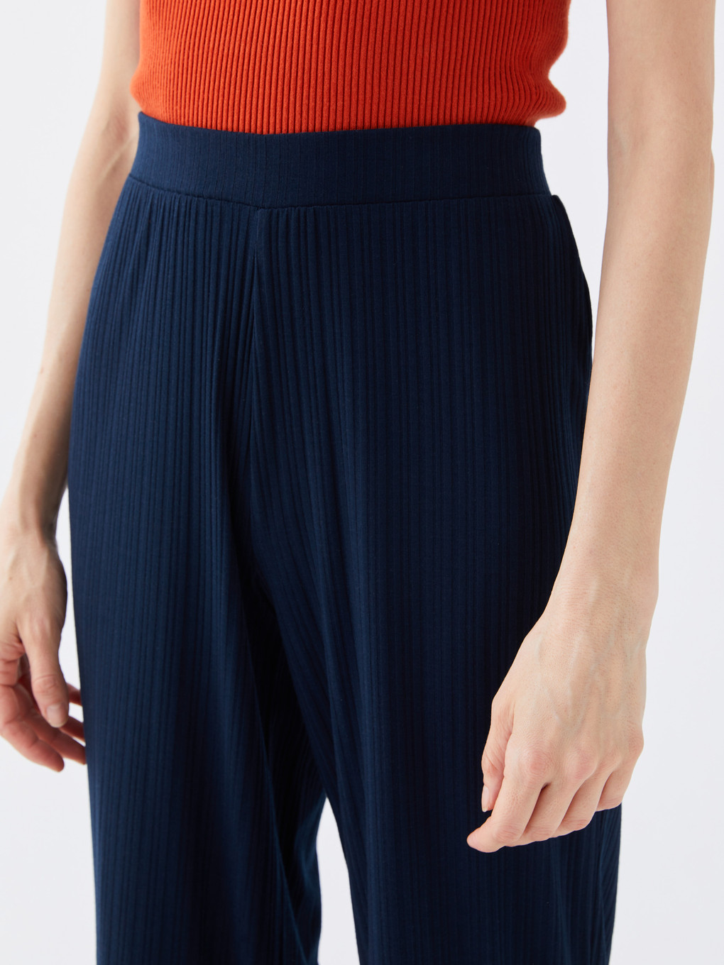Elastic Waist Wide Leg Women's Trousers-1