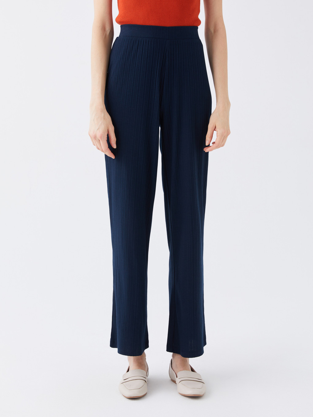 Elastic Waist Wide Leg Women's Trousers-2