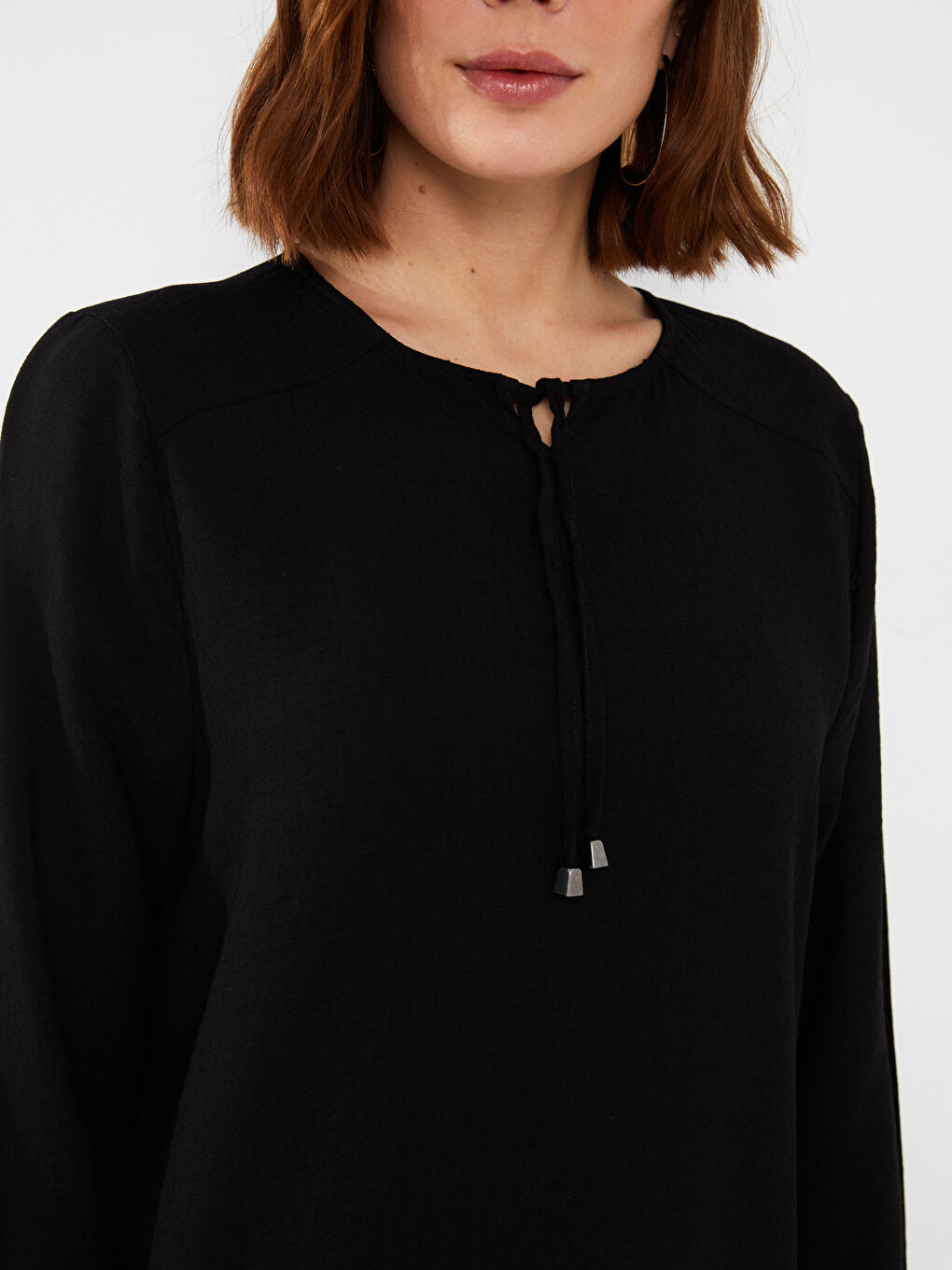 Siyah Bağlamalı Yaka Kadın Elbise-3