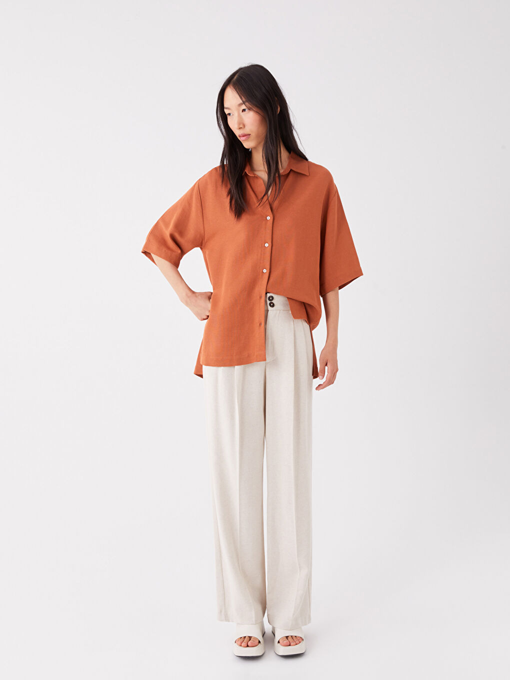 Comfortable Fit Plain Wide Leg Women's Trousers